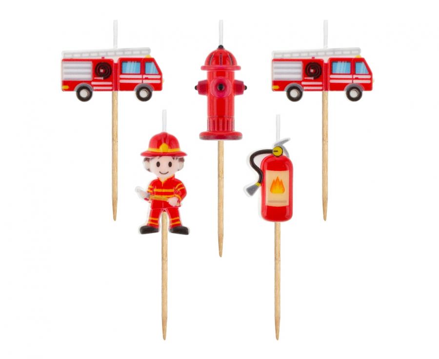 Pick Kerzen Fire Fighters, total length 7,5 cm, 5 Stk.