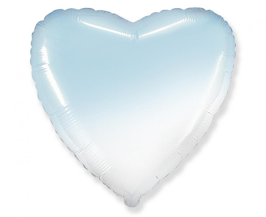 Herz-Folienballon 18" – Weiss-Blau Farbverlauf (ohne Verpackung)