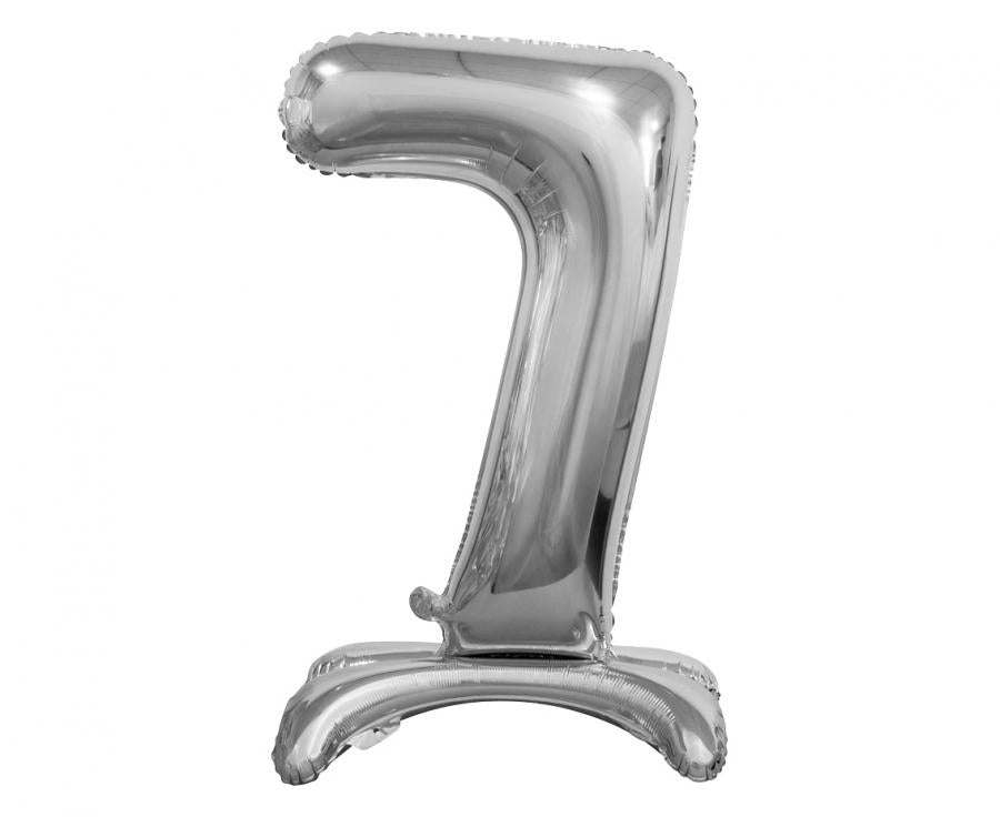 Stehballon aus Folie, Nummer 7, silber, 74 cm