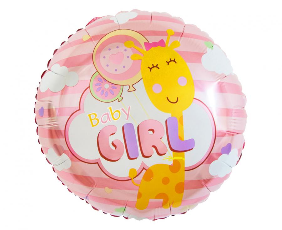 Folienballon 18" Rund – Baby Girl Giraffe (Mädchen)