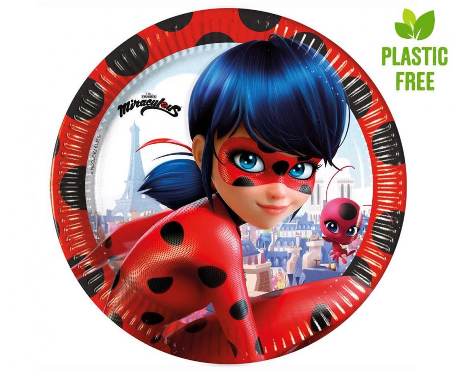Pappteller Miraculous Ladybug (ZAG), next generation, 23cm, 8 Stk. (Kunststoff-free)