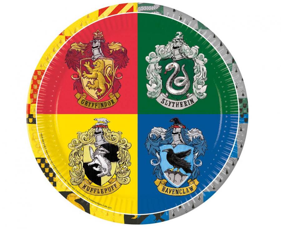 Pappteller Harry Potter Hogwarts Houses, next generation, 23 cm, 8 Stk. (Kunststoff-free)