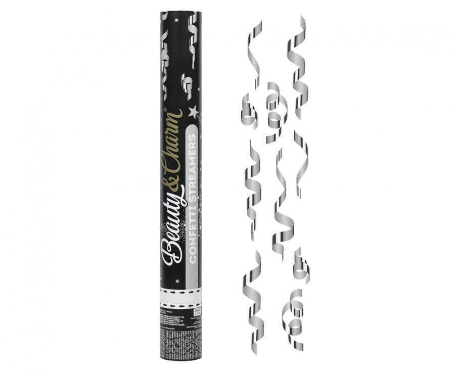 Confetti Cannon - Streamers Silber / 40 cm