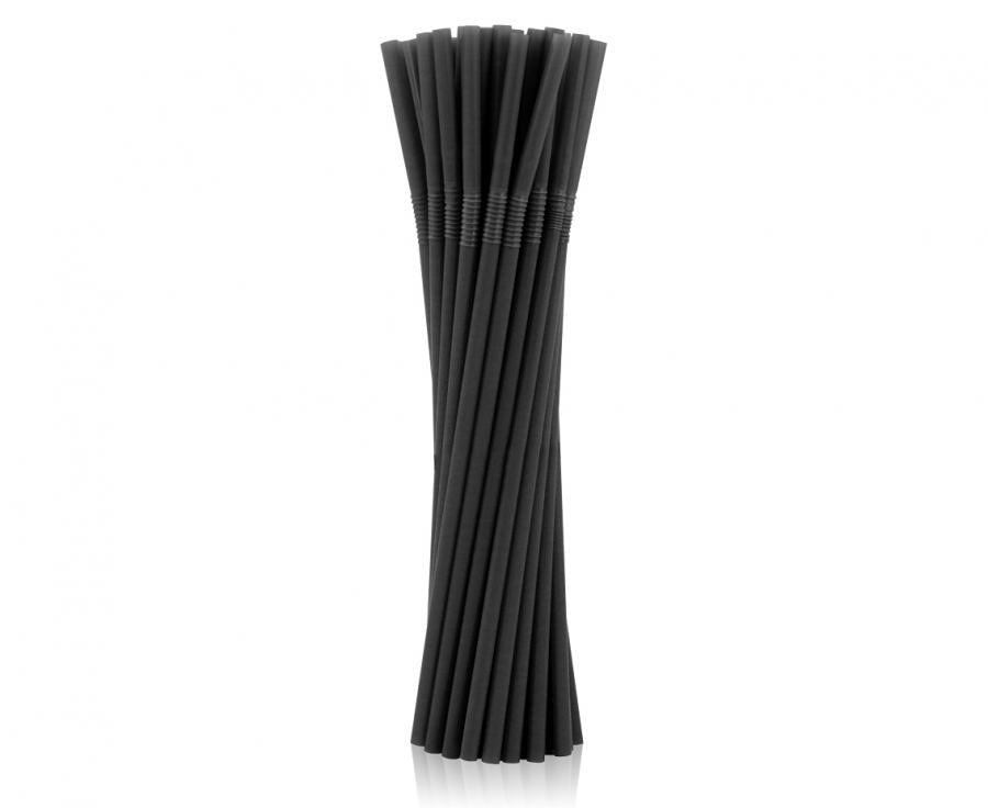 wiederverwendbar Kunststoff Strohhalme (biegsam), Schwarz 5x210mm/ 100 Stk.
