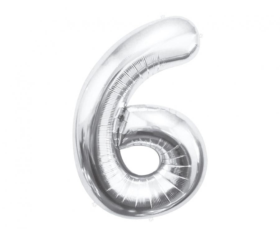 Folienballon Nummer 6, silber, 85 cm (Kopie) (Kopie) (Kopie)