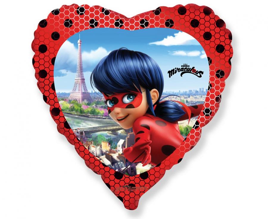 Herz-Folienballon 18" – Miraculum Ladybug (ohne Verpackung)