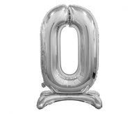 Stehballon aus Folie, Nummer 0, silber, 74 cm