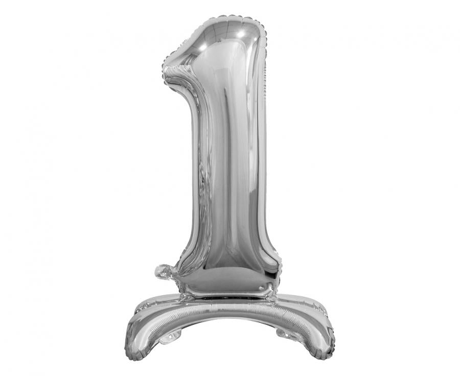 Stehballon aus Folie, Nummer 1, silber, 74 cm