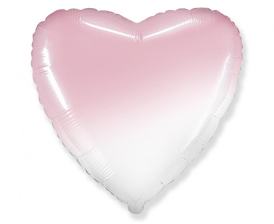 Herz-Folienballon 18" – Weiss-Rosa Farbverlauf (ohne Verpackung)