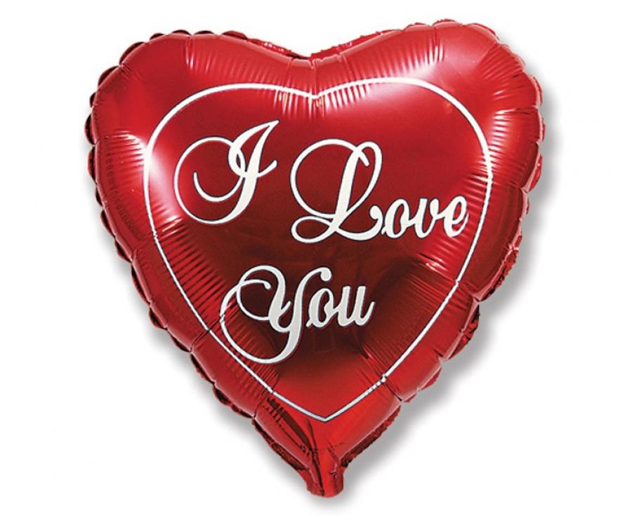 Herz-Folienballon 18" – I Love You Rot (ohne Verpackung)