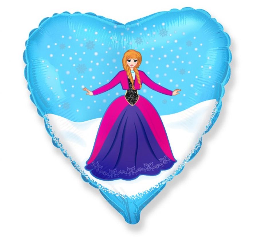 Herz-Folienballon 18" – Snow Land Prinzessin (ohne Verpackung)
