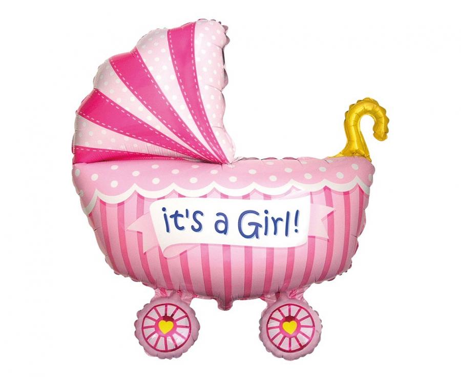 Folienballon 24" – Baby Kinderwagen Rosa (ohne Verpackung)