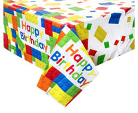 Bausteine Tischdecke „Building Blocks“ – Bunte Party-Tischdecke für Kindergeburtstage (137x213 cm)