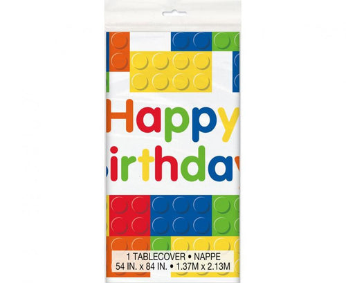 Bausteine Tischdecke „Building Blocks“ – Bunte Party-Tischdecke für Kindergeburtstage (137x213 cm)