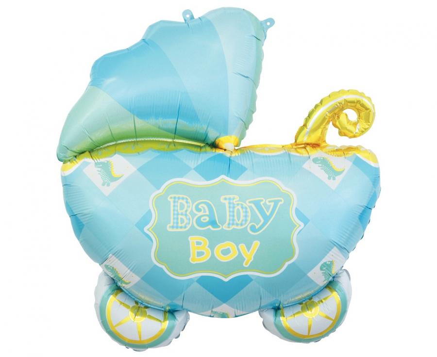 Folienballon Baby Shower – Kinderwagen Blau, 60 cm