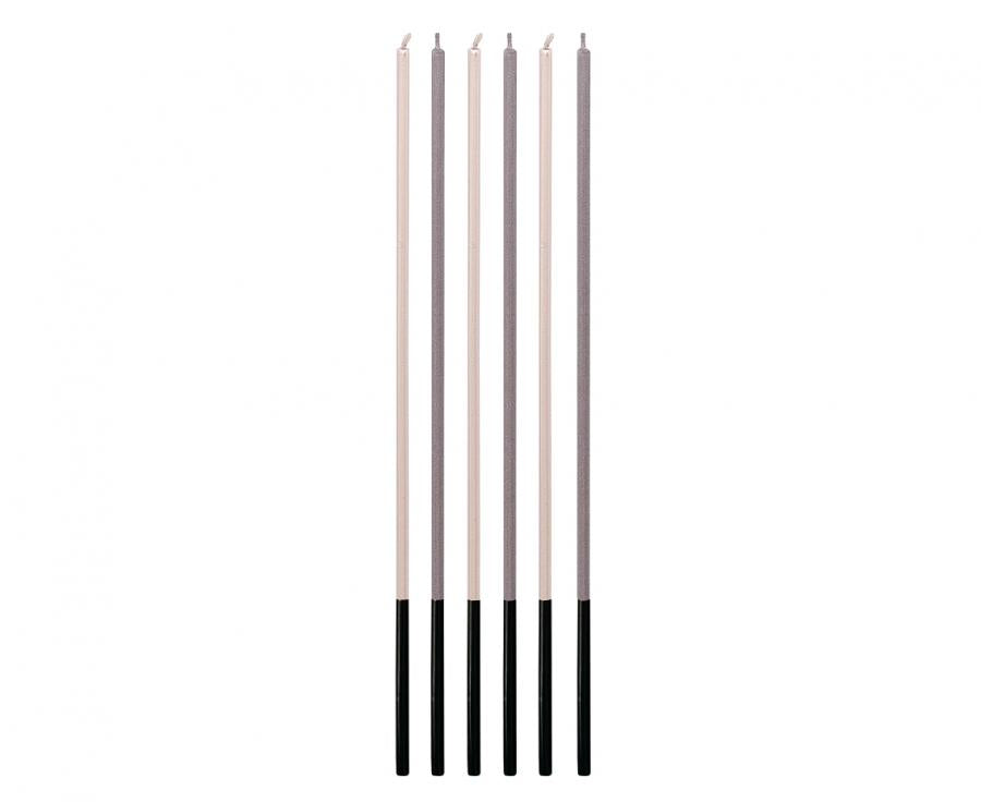Metallic Kerzen, Lila / Silber, 3x3x170mm, 6 Stk.
