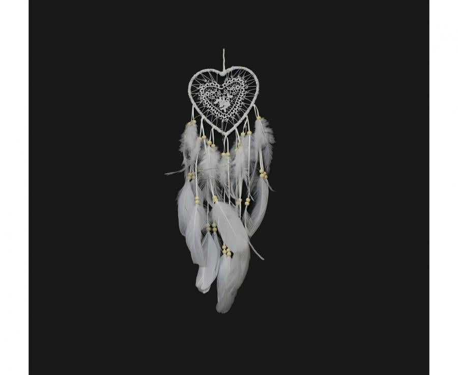 Leuchtender Boho-Traumfänger mit LED – Weiß – Ø 13 cm