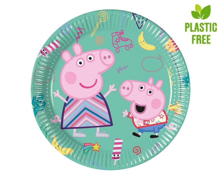 Pappteller Peppa Pig, next generation, 20 cm, 8 Stk. (Kunststoff-free)