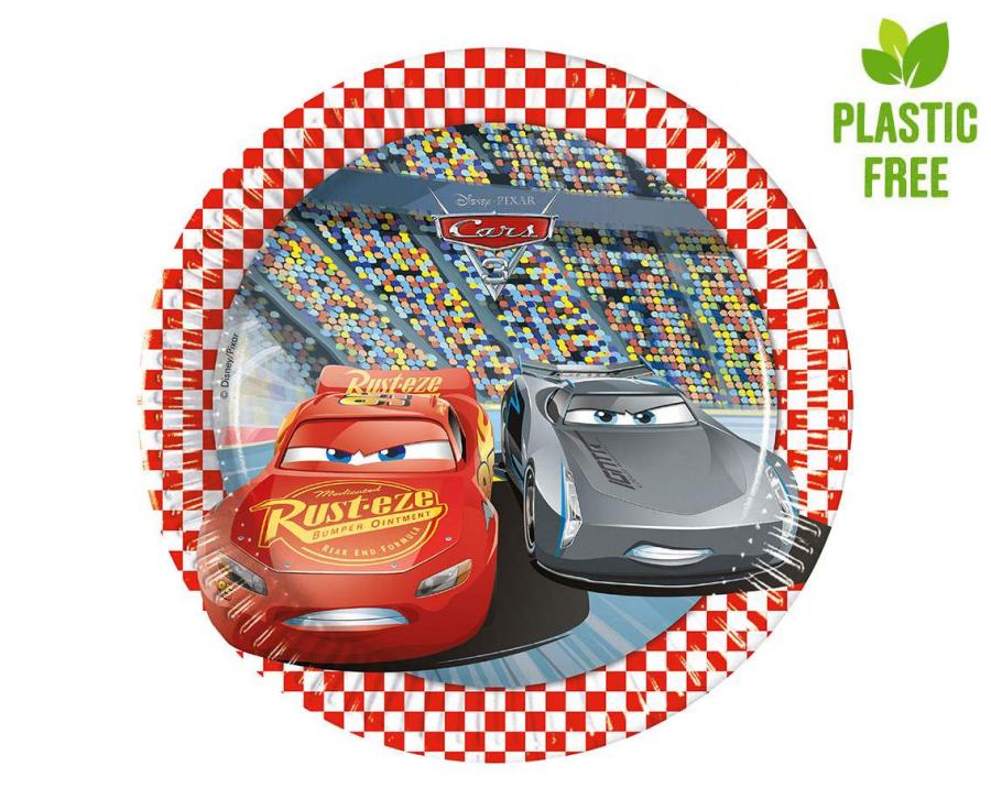Pappteller Cars 3, next generation, 20 cm, 8 Stk. (Kunststoff-free)