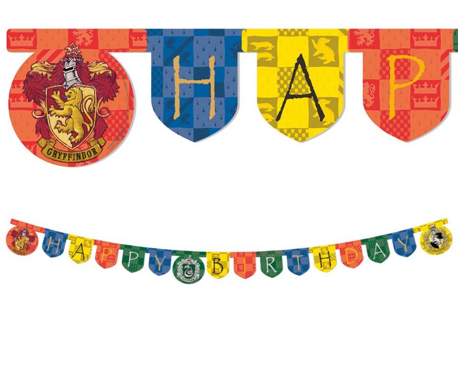 Banner Harry Potter Hogwarts Houses - Happy Birthday