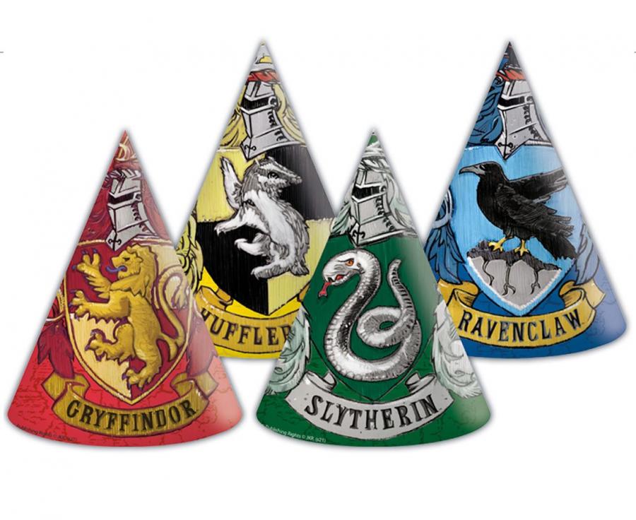 Paper hats Harry Potter Hogwarts Houses, 6 Stk.