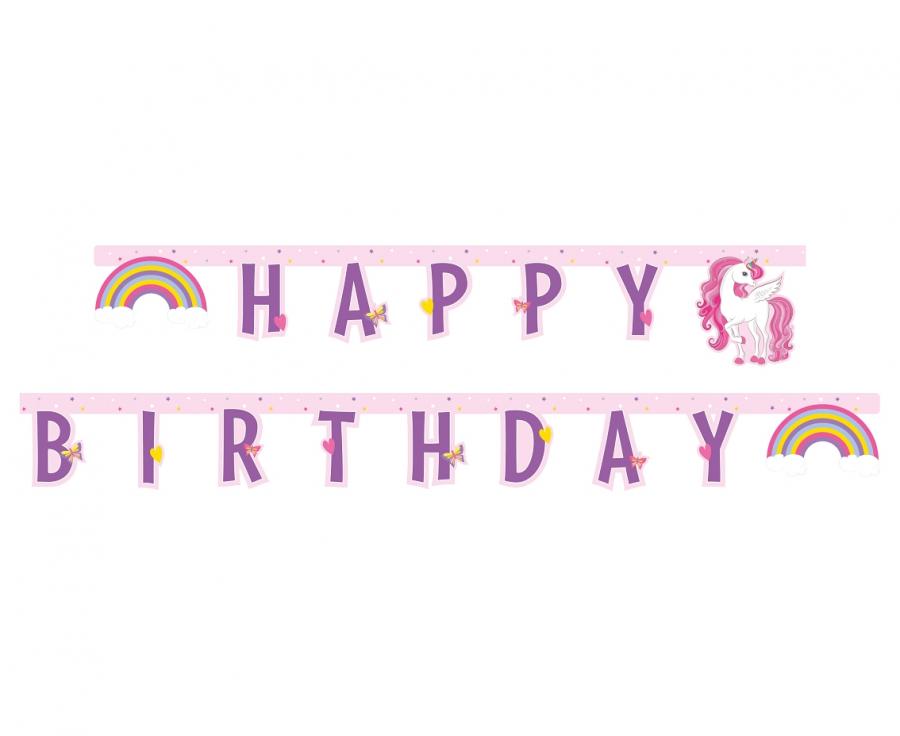 Banner Unicorn Regenbogen Colors- Happy Birthday
