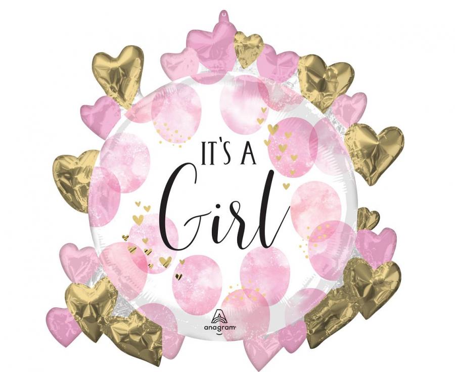 Folienballon 18" – Baby Girl Rosa Aquarell