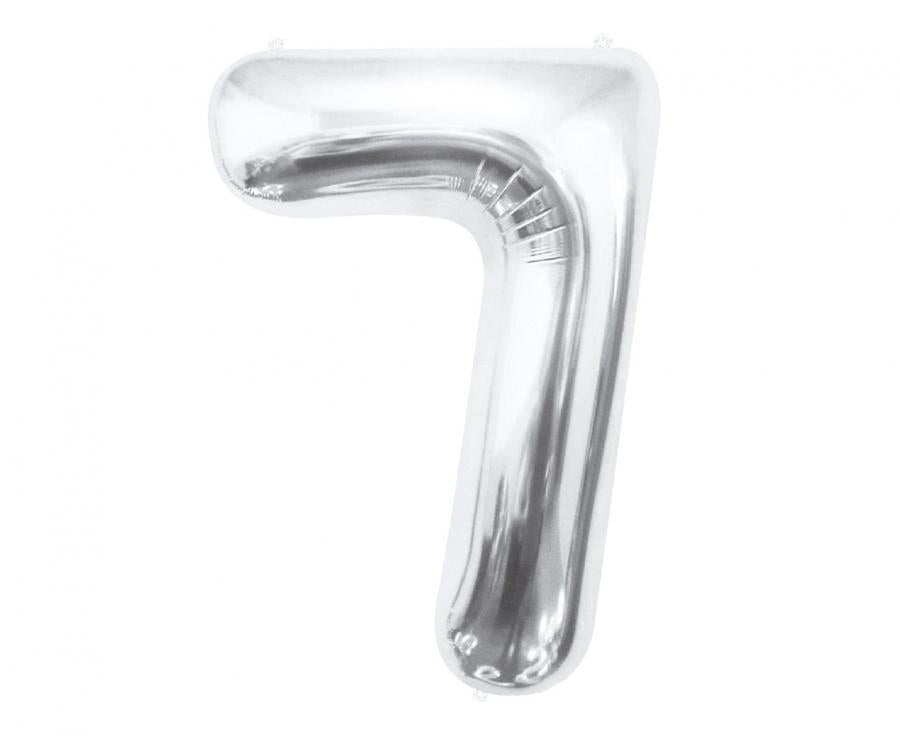 Folienballon Nummer 7, silber, 85 cm