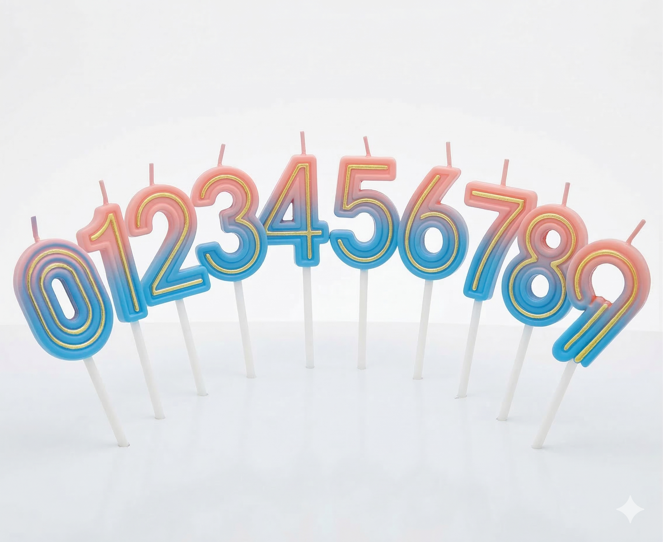 Zahlenkerzen Neon (0-9) – Bunte Geburtstagskerzen für Torten & Kuchen (4,4 cm)