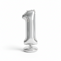 Stehballon aus Folie, Nummer 0, silber, 74 cm