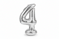 Stehballon aus Folie, Nummer 0, silber, 74 cm