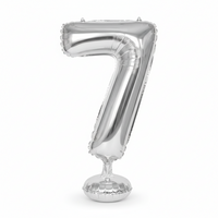 Stehballon aus Folie, Nummer 0, silber, 74 cm